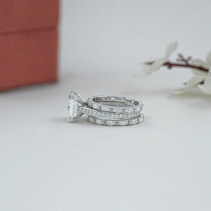 Ensemble de bagues de mariage avec diamant solitaire à taille ronde