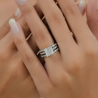 Ensemble de bagues de mariage avec diamant solitaire à taille ronde