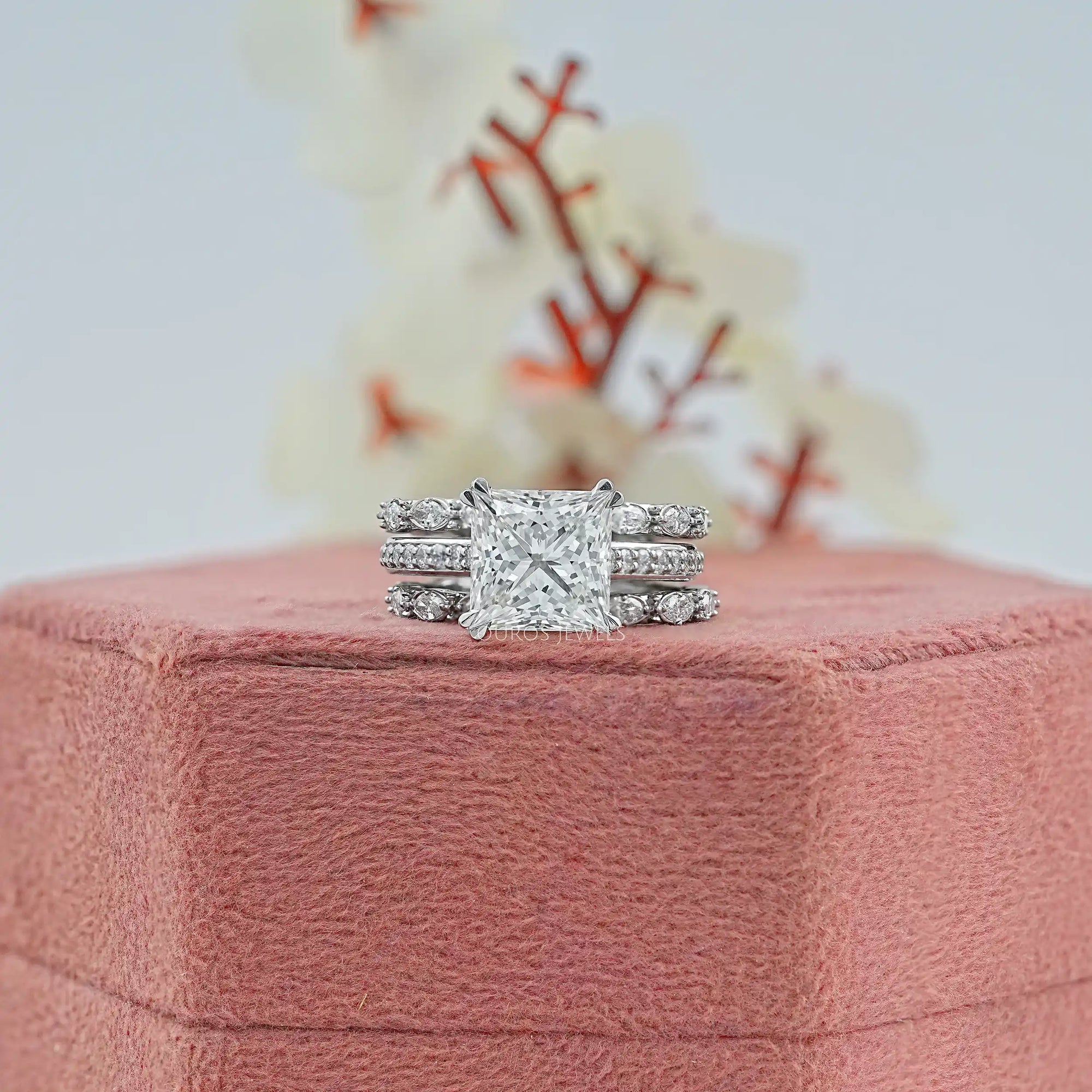 Ensemble de bagues de mariage avec diamant solitaire à taille ronde