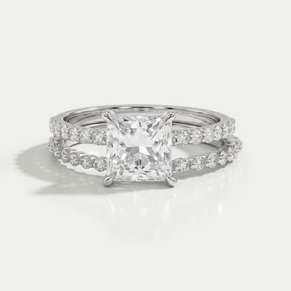 Princess Cut Lab Diamond Solitaire Bridal Set