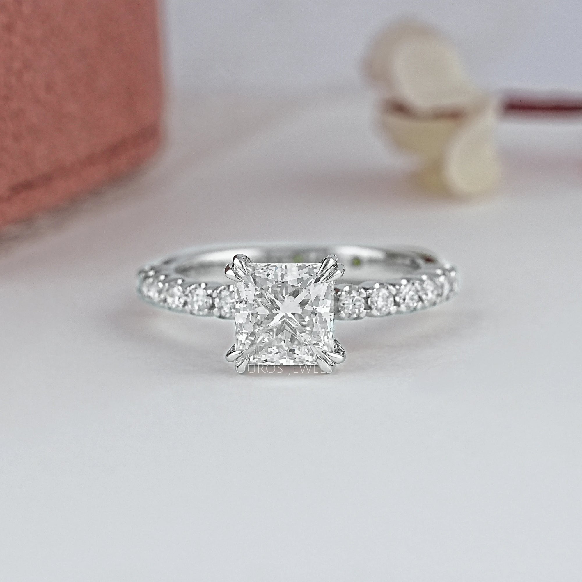 Euro Shank Hidden Halo Diamond Engagement Ring Ring