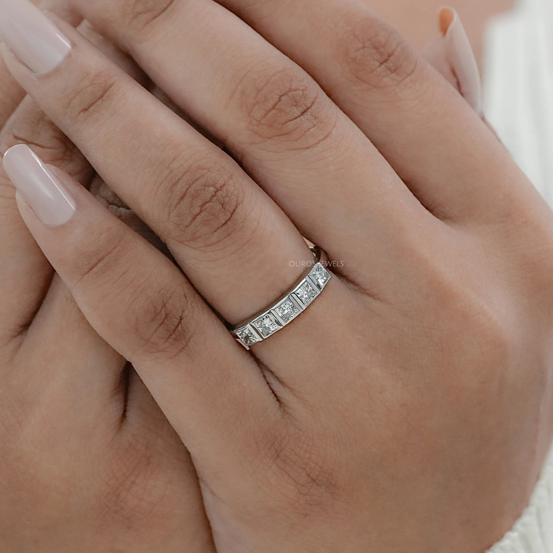 Five Stone Lab Diamond Bezel Set Ring Ring