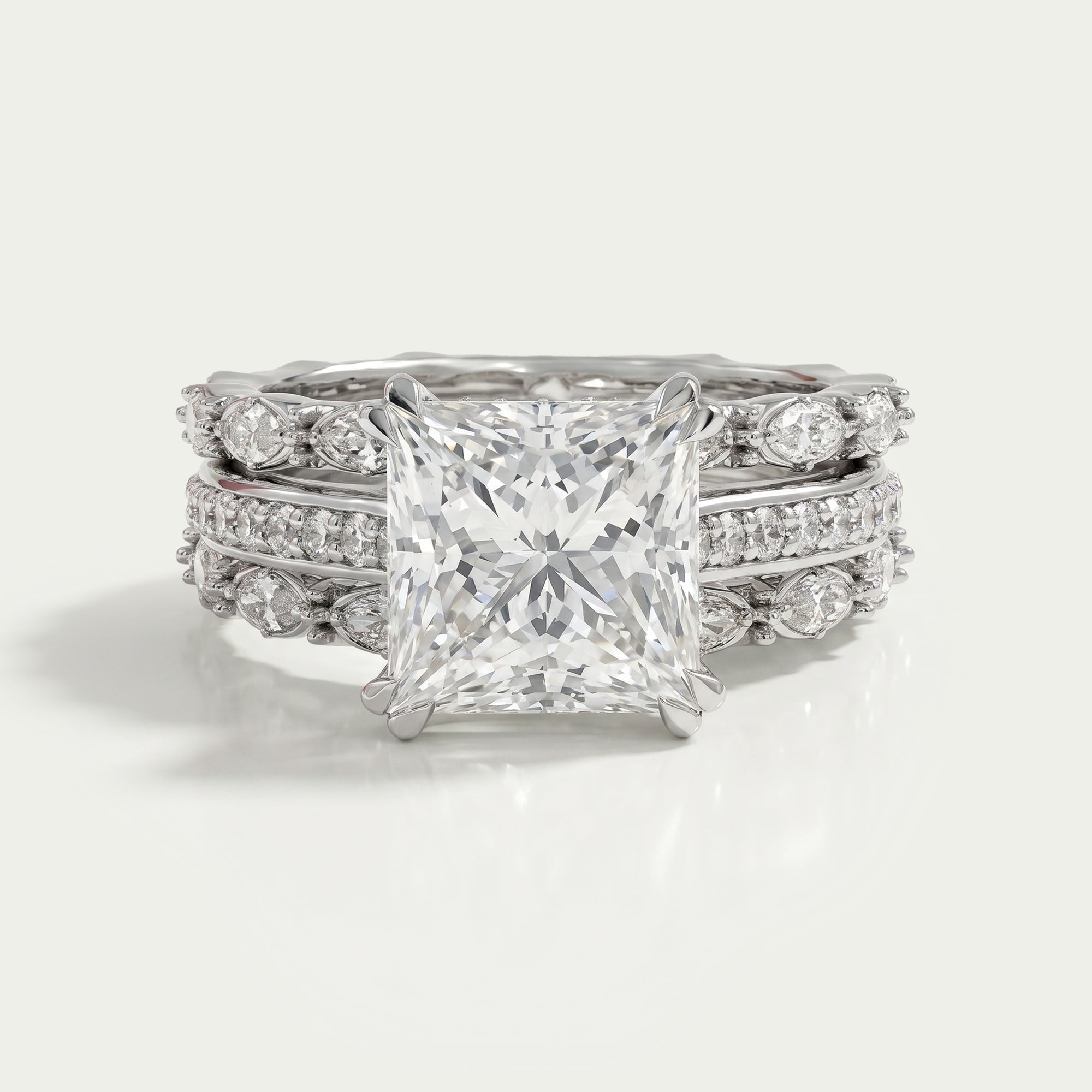 Ensemble de bagues de mariage avec diamant solitaire à taille ronde