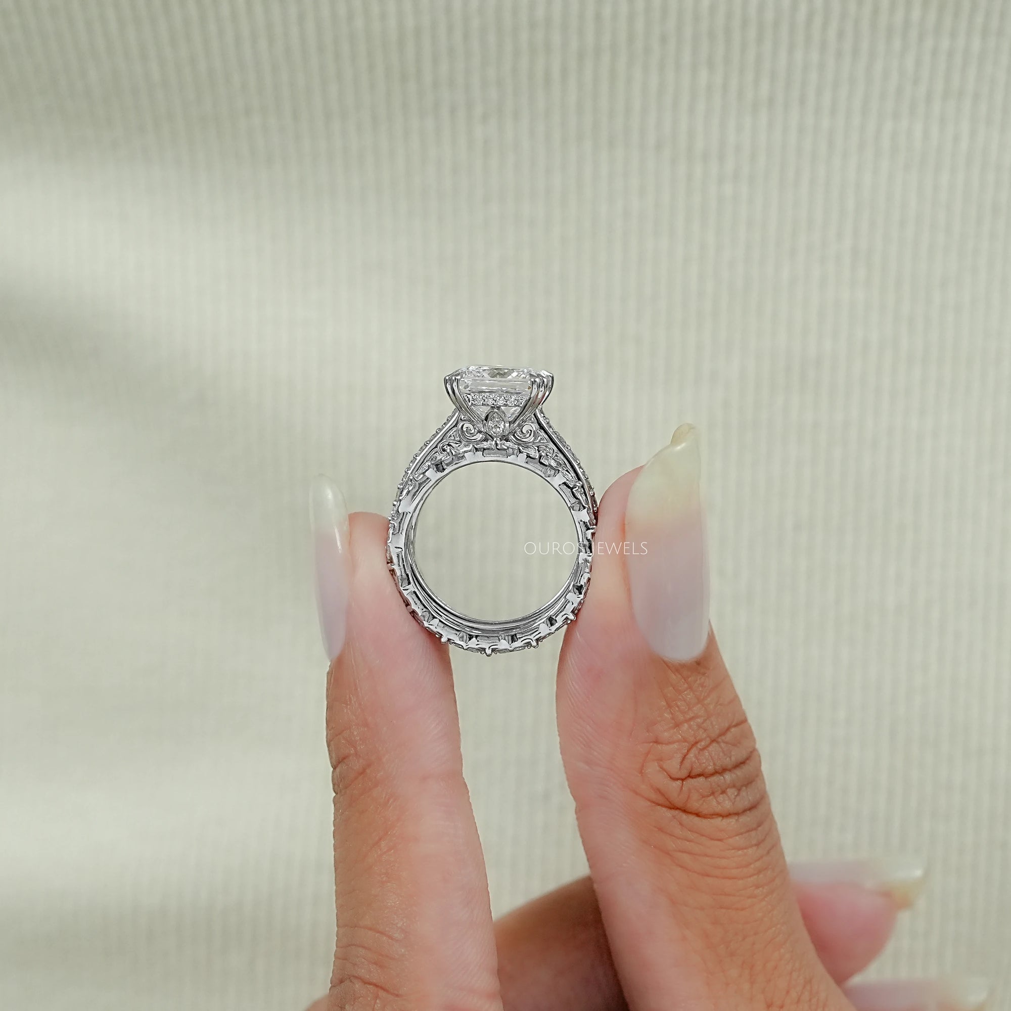 Ensemble de bagues de mariage avec diamant solitaire à taille ronde