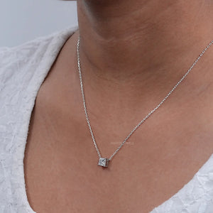 Princess Cut Lab Diamond Solitaire Pendant