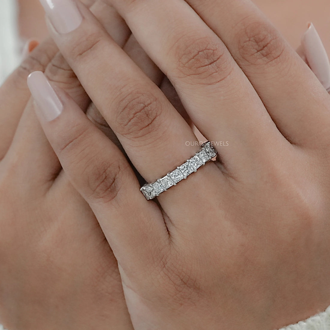 Princess Lab Diamond Eternity Wedding Band Ring