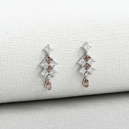 Champagne Princess Cut Lab Diamond Drop Earrings Earrings