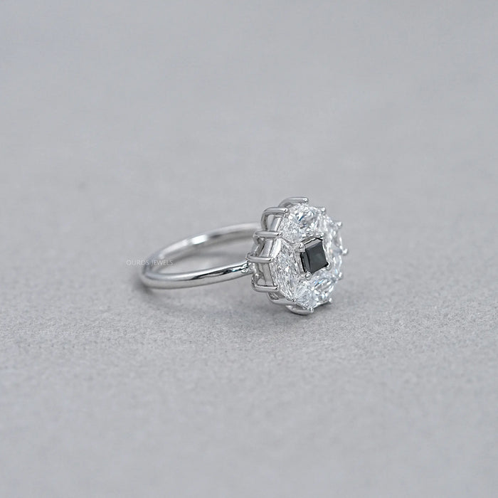 Princess Cut Lab Diamond  Halo Dutch  Marquise Ring