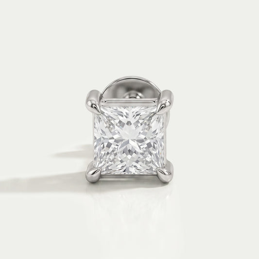 Princess Cut Solitaire Stud Earrings For Men Earring