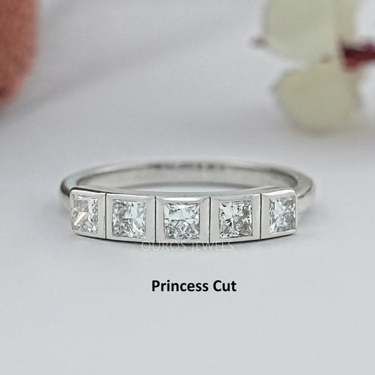 Five Stone Lab Diamond Bezel Set Ring Ring