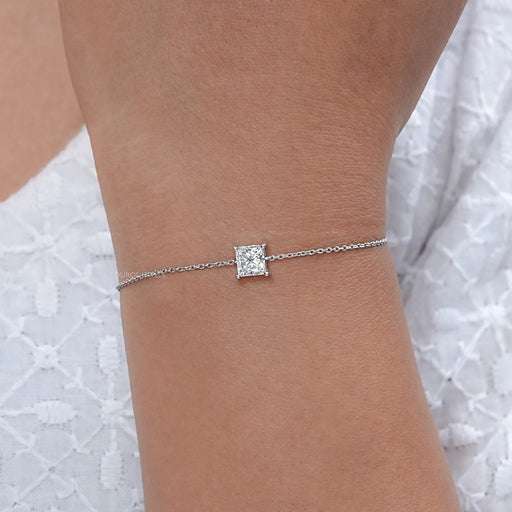 Princess Cut Lab Diamond Solitaire Chain Bracelet