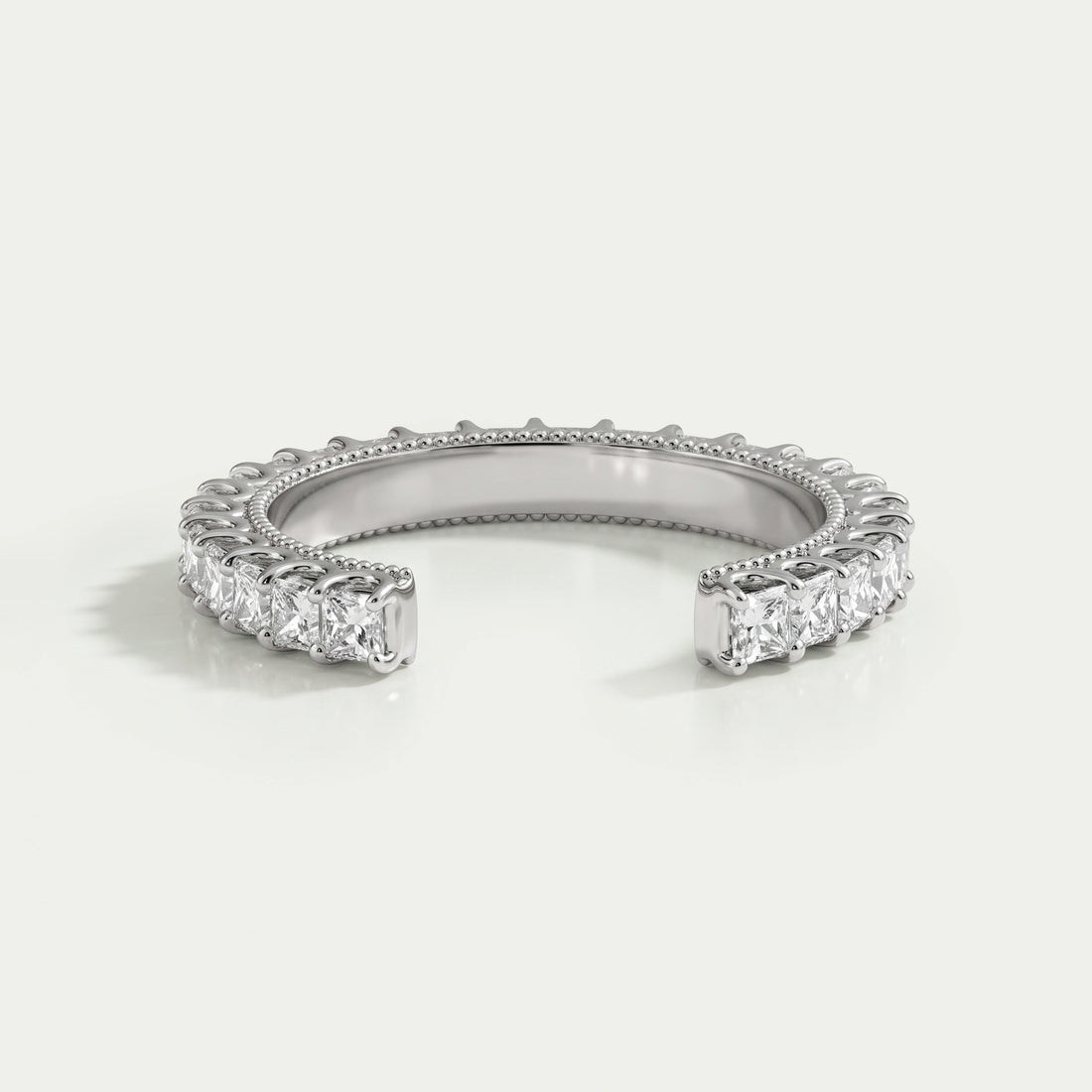 Open Cuff Princess Lab Diamond Eternity Band Rings