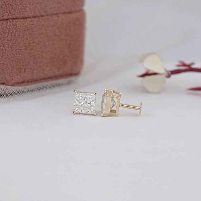 Princess Diamond Stud Earrings For Women