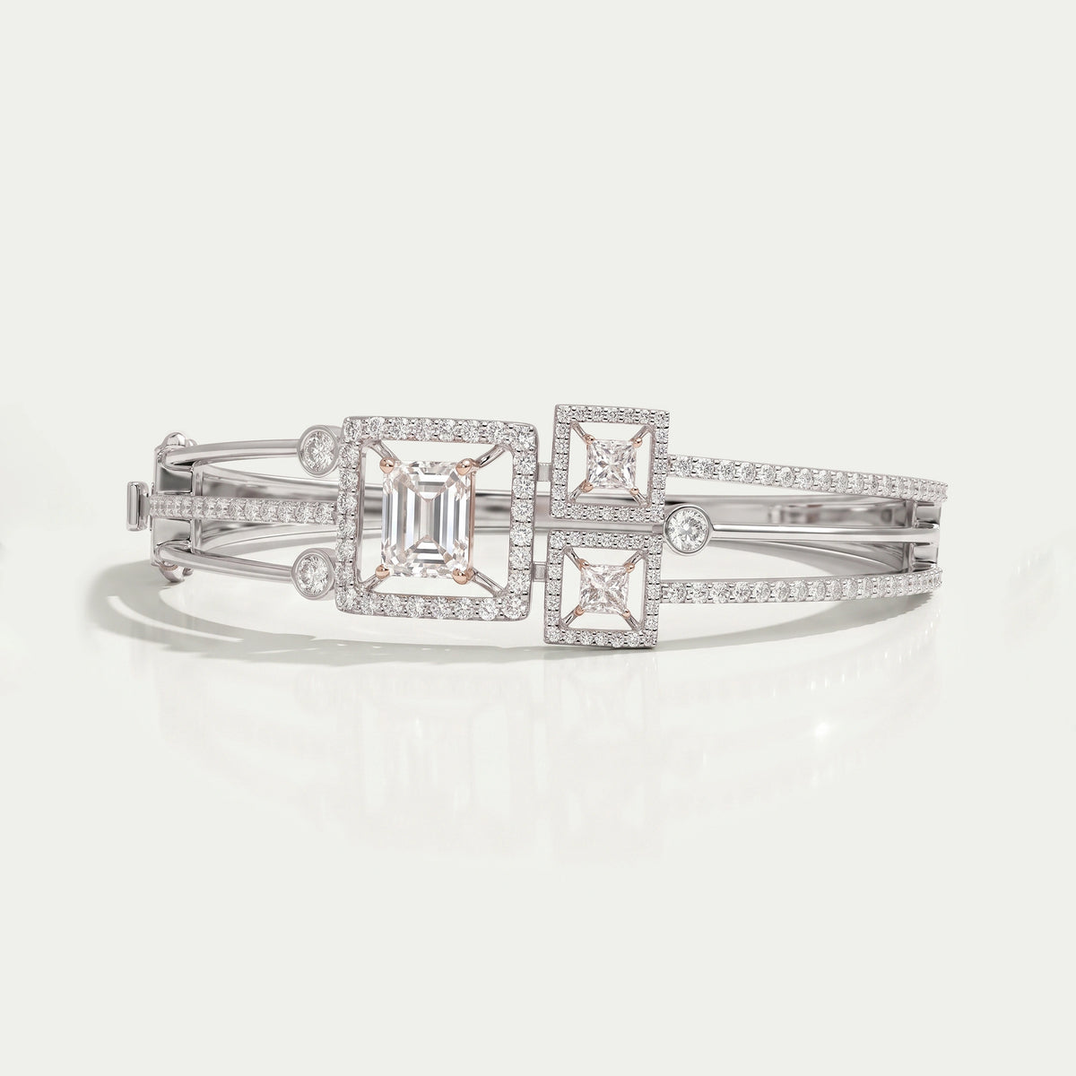 Emerald & Princess Cut Lab Grown Diamond Bangle