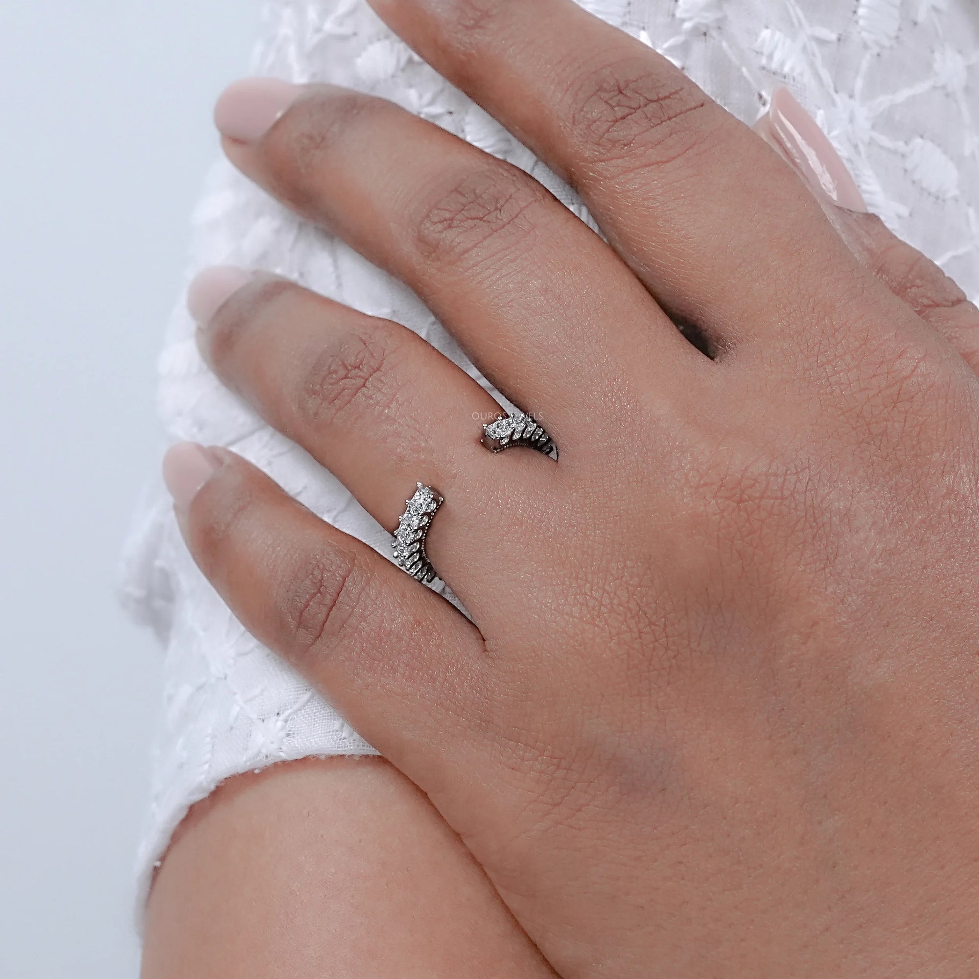 Open Cuff Princess Lab Diamond Eternity Band Rings