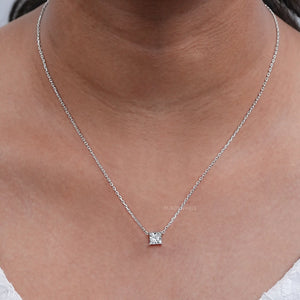 Princess Cut Lab Diamond Solitaire Pendant