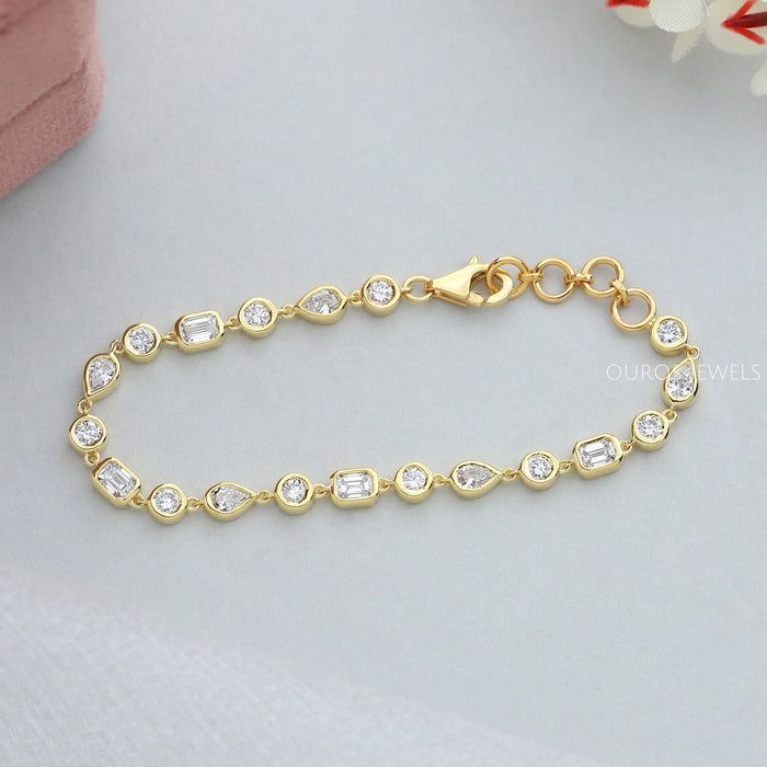 Multi Shape Bezel Set Tennis Bracelet