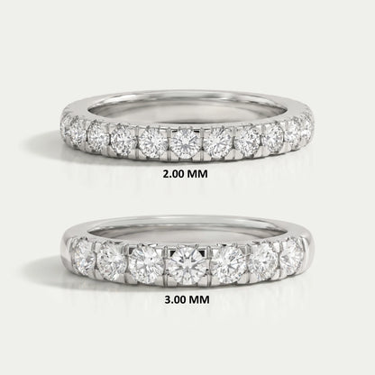 Bague demi-éternité avec diamants de laboratoire à coupe ronde