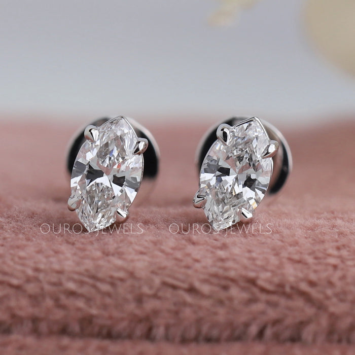 Marquise Cut Lab Grown Diamond Stud Earrings