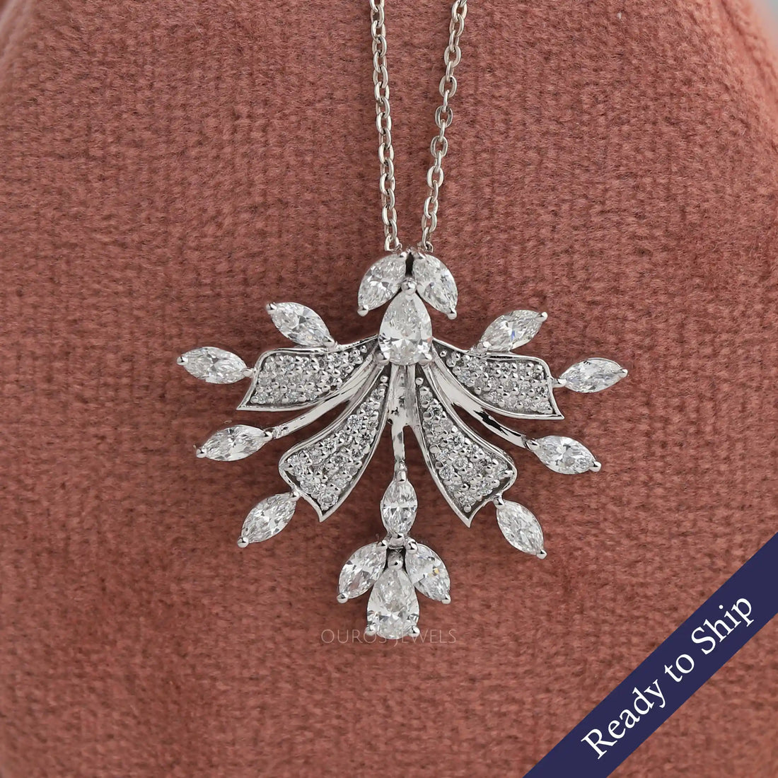 Marquise And Round Cut Cluster Diamond Pendant