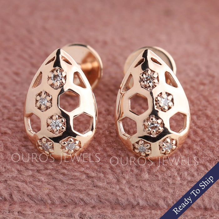 Boucles d'oreilles en or rose et diamants