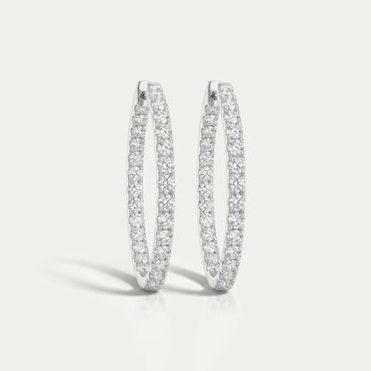 Boucles d'oreilles créoles à diamants ronds à l'envers