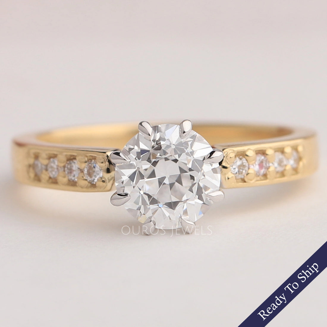 Old European Round Cut Accent Diamond Ring