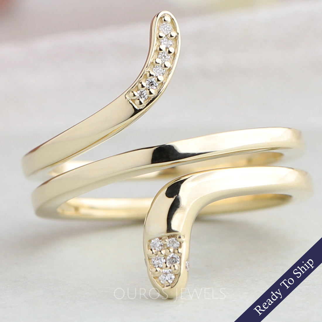 Snake Round Diamond Engagement Ring