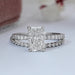 front view of radiant-cut lab diamond solitaire bridal ring set with white gold band