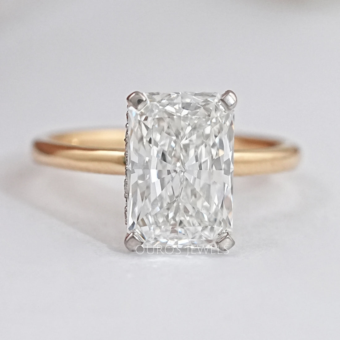 2.50 Carat Hidden Halo Radiant Cut Engagement Ring Ring