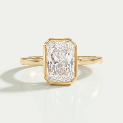 Radiant Diamond Bezel Set Engagement Ring Rings