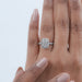 radiant cut lab diamond halo engagement ring in finger