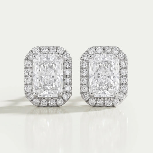 Radiant Diamond Halo Stud Earrings Earring