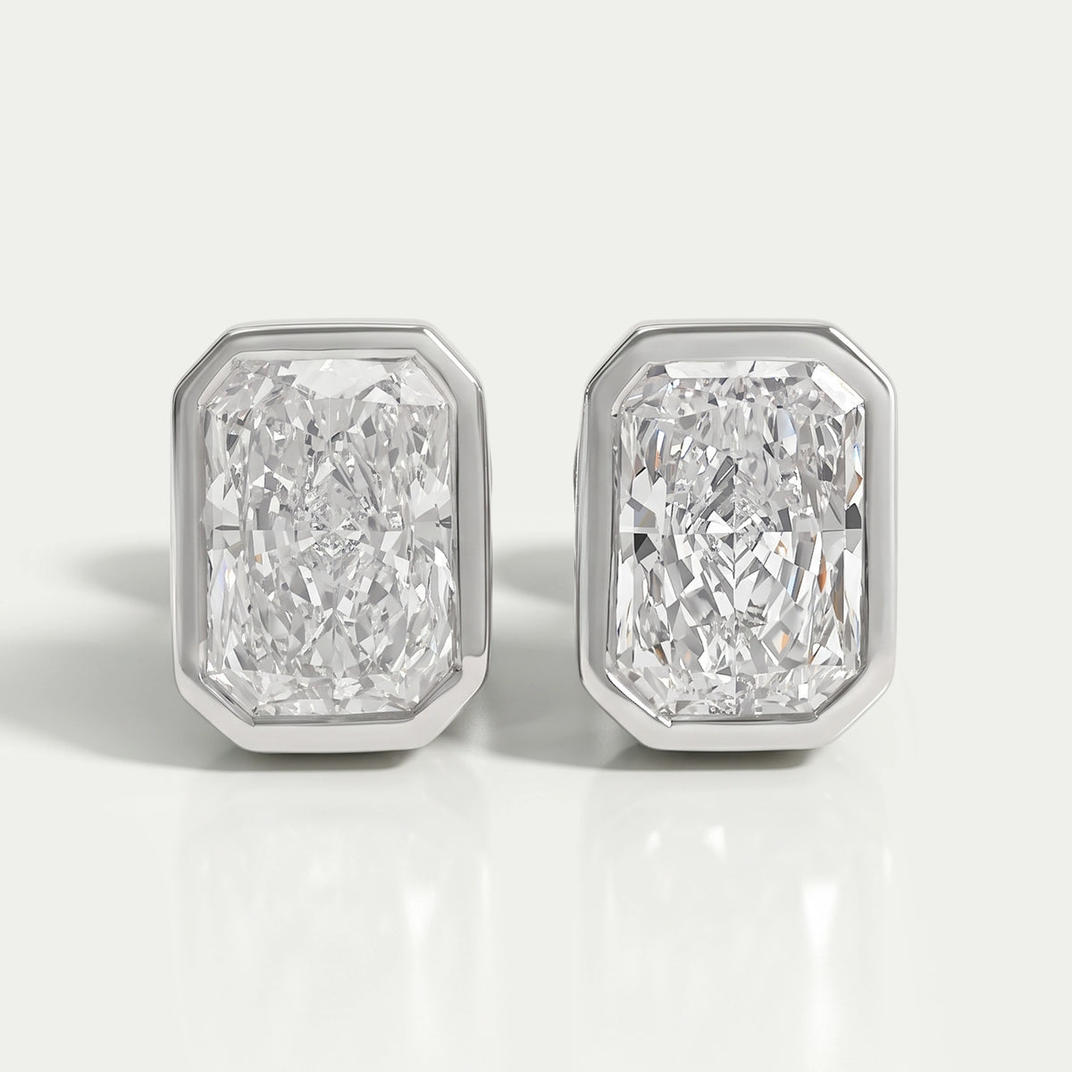 Bezel Radiant Lab Diamond Stud Earrings Earrings