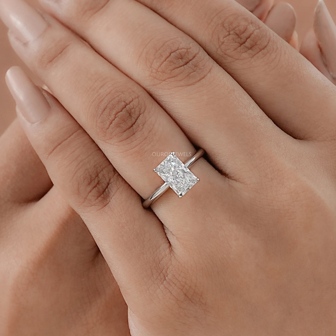 Radiant Cut Solitaire Diamond Engagement Ring Ring