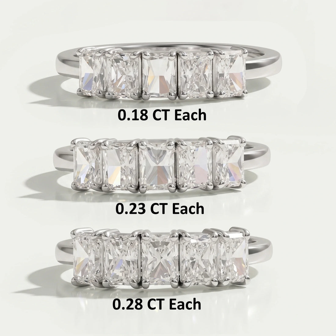 Five Stone Radiant Cut Lab Grown Diamond Ring Rings