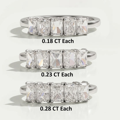 Five Stone Radiant Cut Lab Grown Diamond Ring Rings