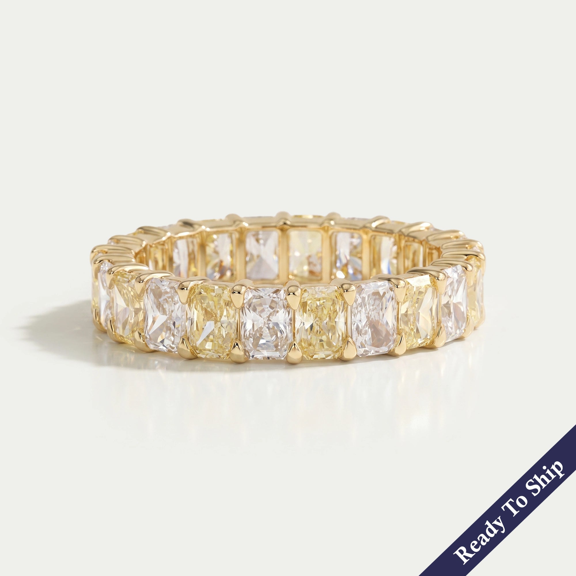 Yellow Radiant Cut Lab Diamond Eternity Band Ring
