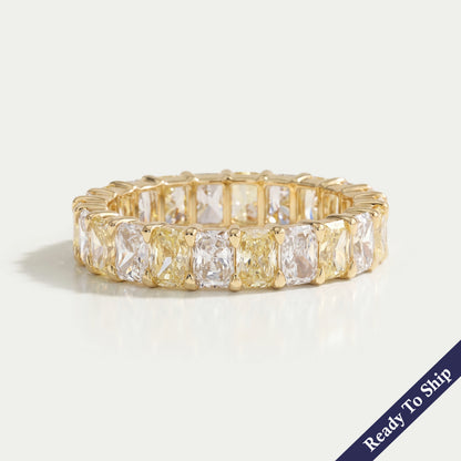 Yellow Radiant Cut Lab Diamond Eternity Band Ring