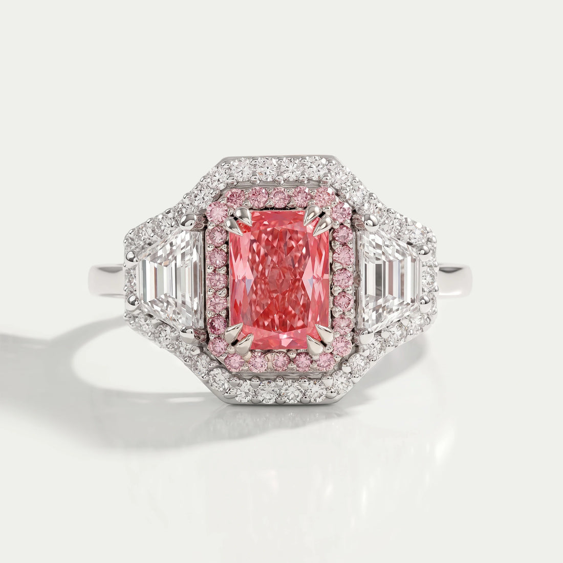 Radiant & Trapezoid Cut Diamond Engagement Ring
