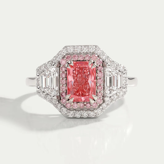 Radiant & Trapezoid Cut Diamond Engagement Ring