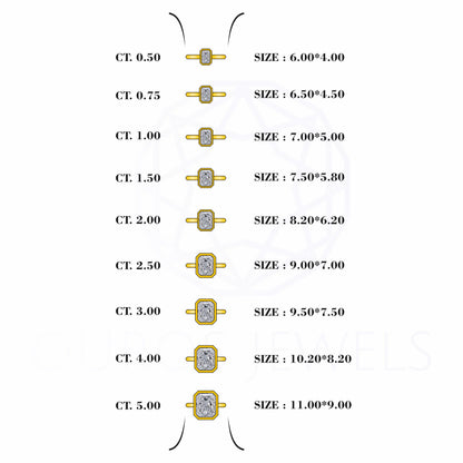 Radiant Diamond Bezel Set Engagement Ring Rings