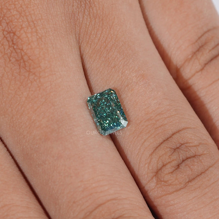 [On Hand View Of Brilliant Shine Of Green Color Fancy Shape lab Diamond]-[Ouros Jewels]