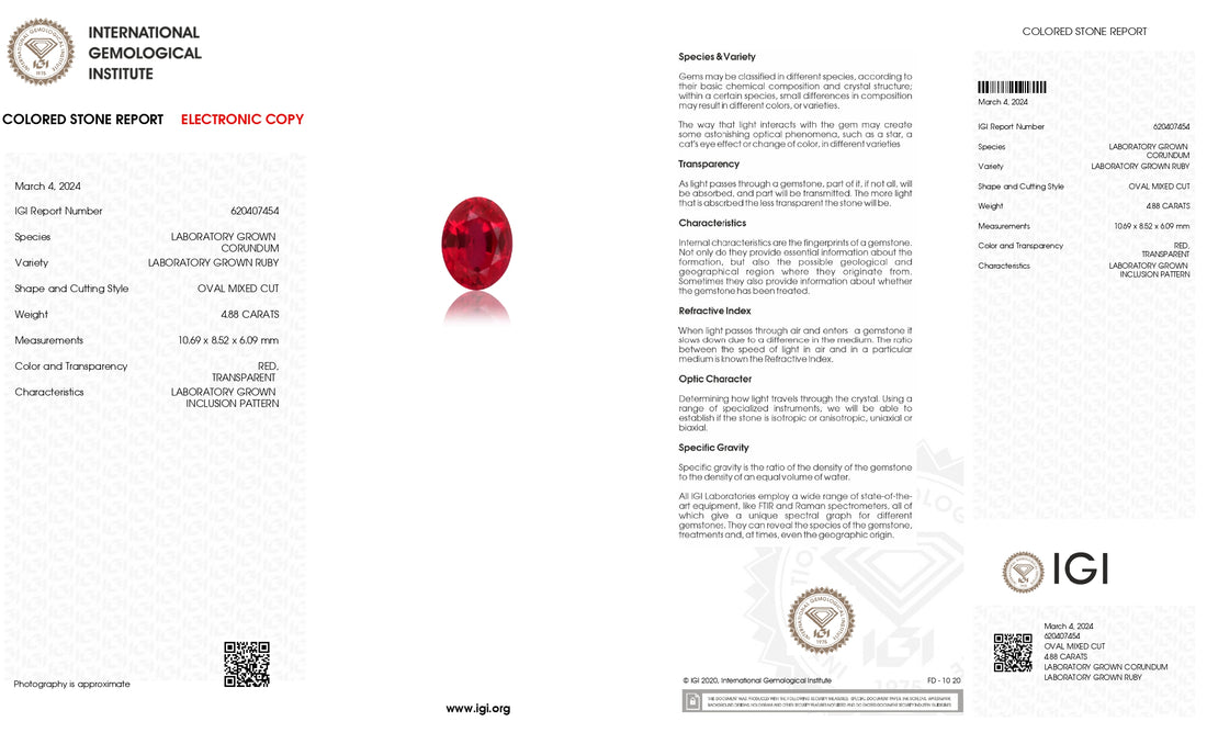 Zambian Ruby Oval Cut Gemstone With IGI Certified Diamond