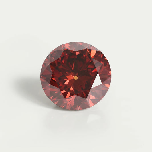 Diamant rond rouge portugais cultivé en laboratoire