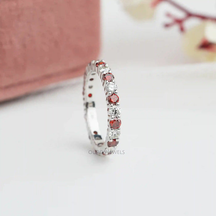 Multi Color Round Lab Diamond Wedding Bands