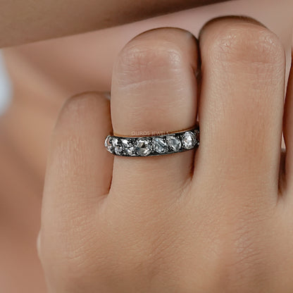 Rose Cut Diamond Eternity Wedding Band