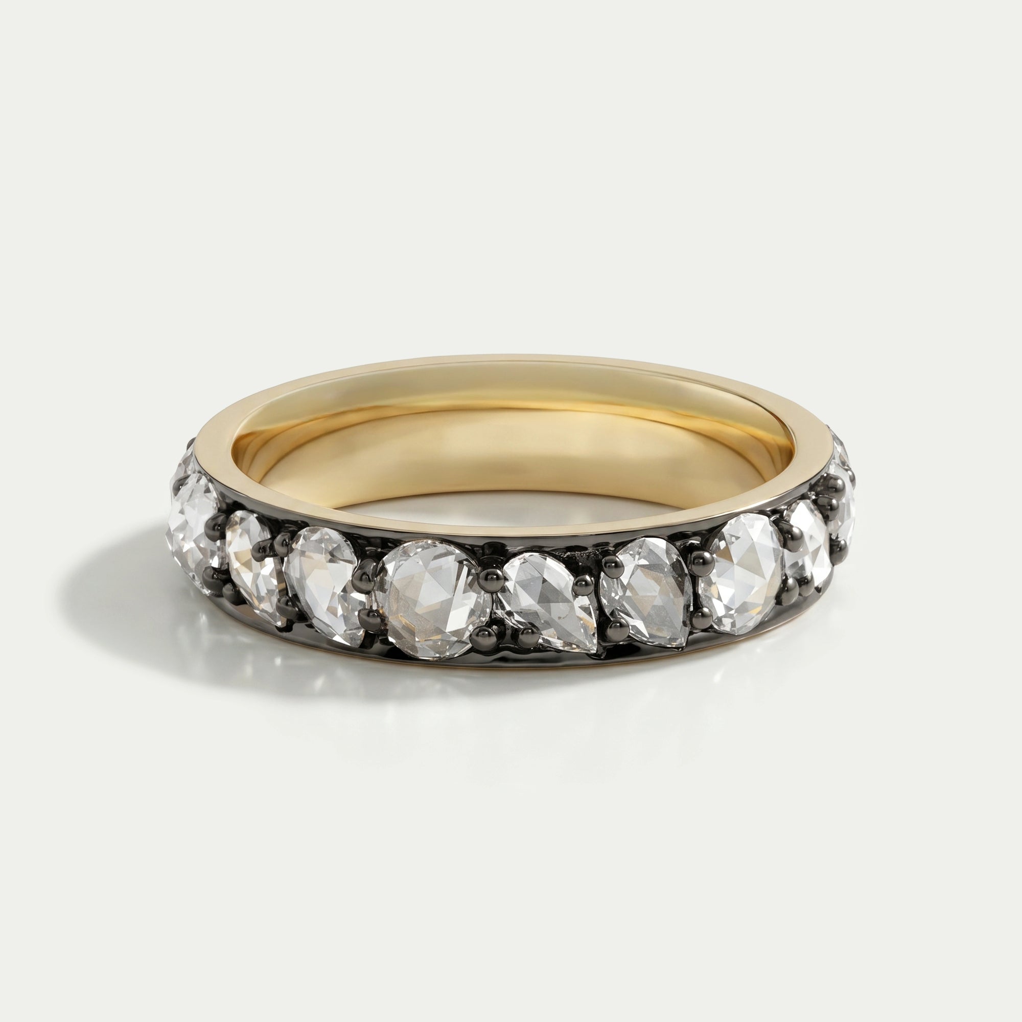 Rose Cut Diamond Eternity Wedding Band Rings