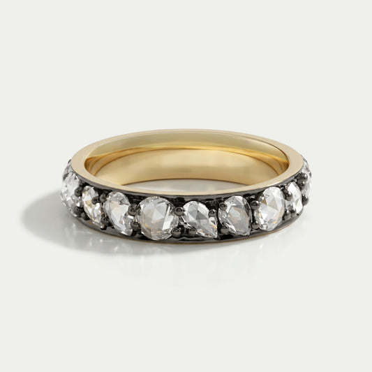 Rose Cut Diamond Eternity Wedding Band Rings