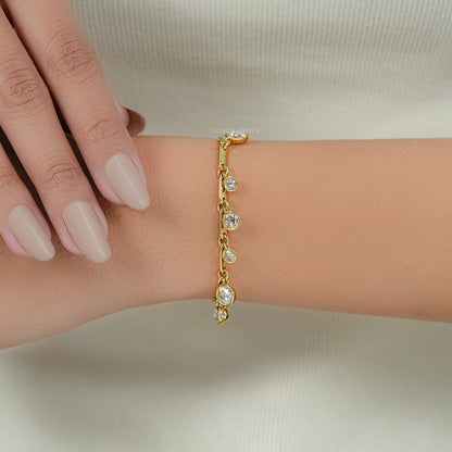 Bracelet chaîne à stations en diamant de laboratoire taille rose